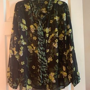 Shear button up blouse